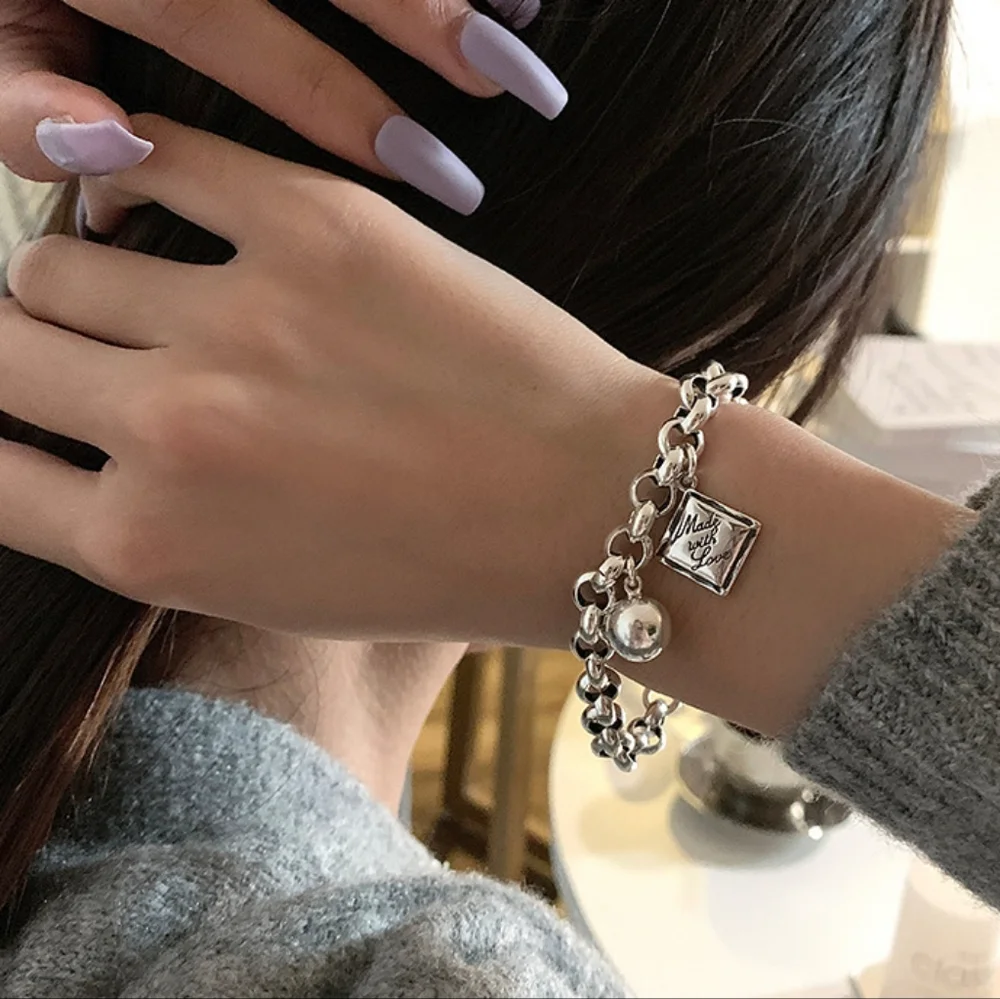 Sterling silver MADE WITH LOVE bracelet